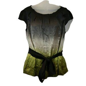 Classiques Entier Green Ombre Tie Blouse 100% Silk LG